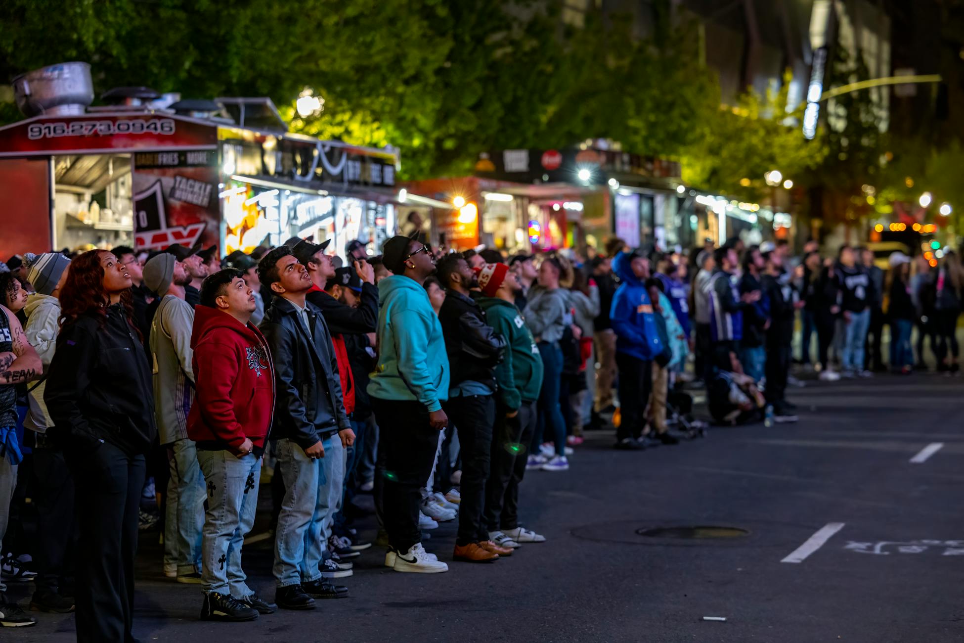 person scanning crowded room