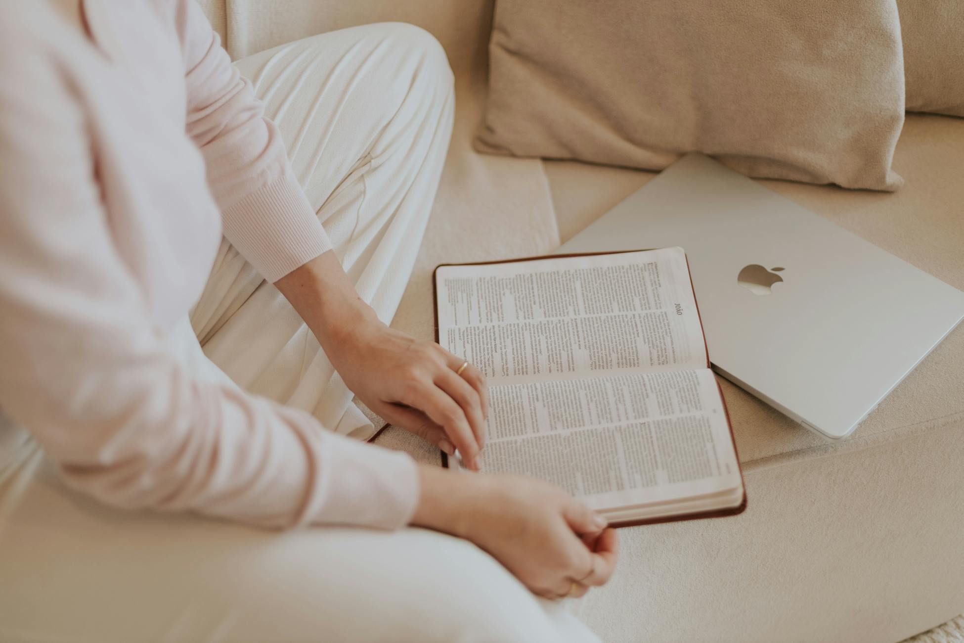 calm person reading alone