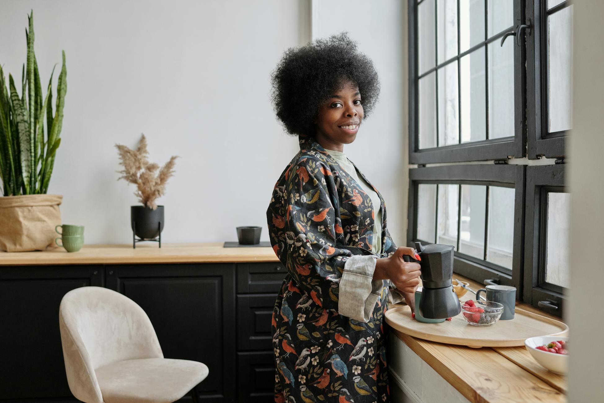 quiet woman morning coffee